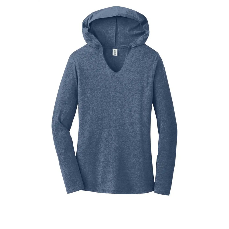 District DM139L Women’S Perfect Tri Long Sleeve Hoodie – Navy Frost