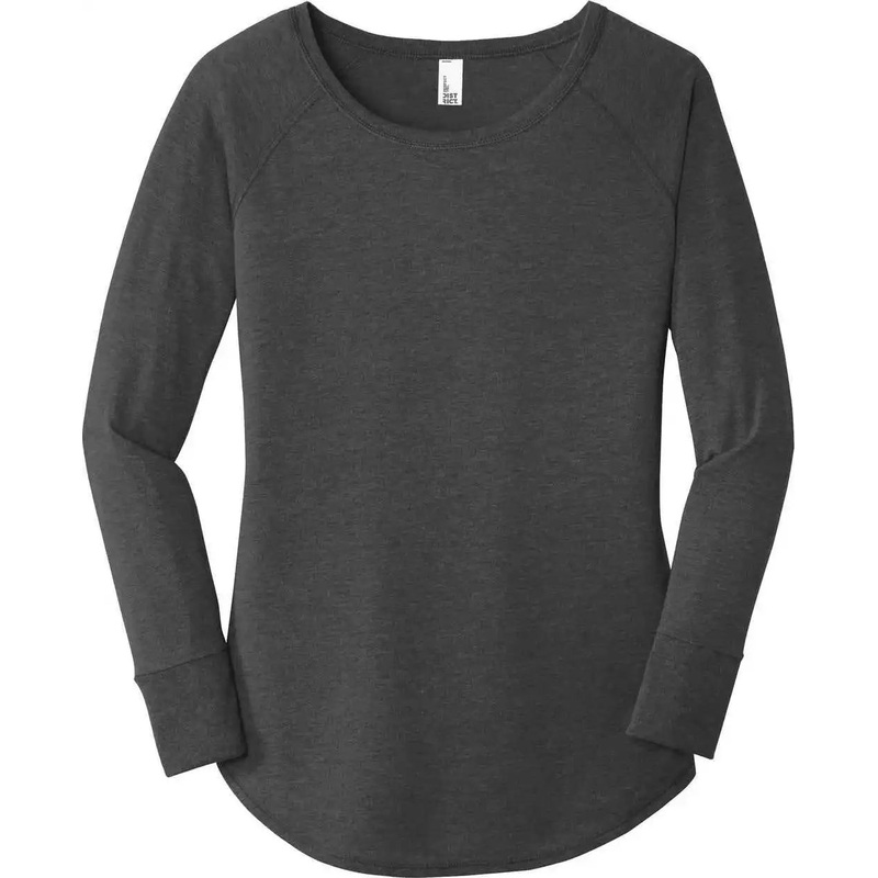 District DT132L Women’S Perfect Tri Long Sleeve Tunic Tee – Black Frost