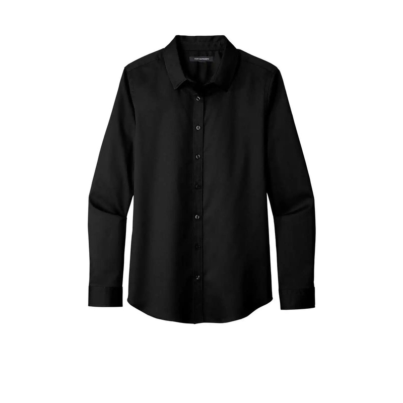 Port Authority LW808 Women’S Long Sleeve Superpro React Twill Shirt – Deep Black