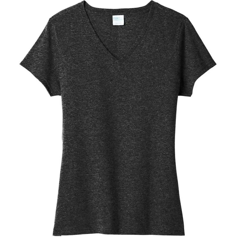 Port & Company LPC330V Women’S Tri-Blend V-Neck Tee – Black Heather