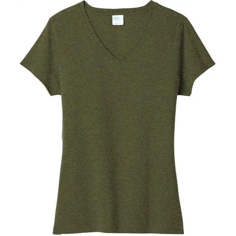 Port & Company LPC330V Women’S Tri-Blend V-Neck Tee – Military Green Heather
