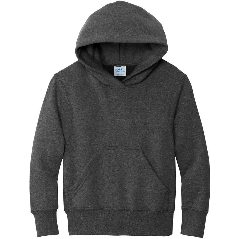 Port & Company PC90YH  Youth Core Fleece Pullover Hooded Sweatshirt – Dark Heather Grey