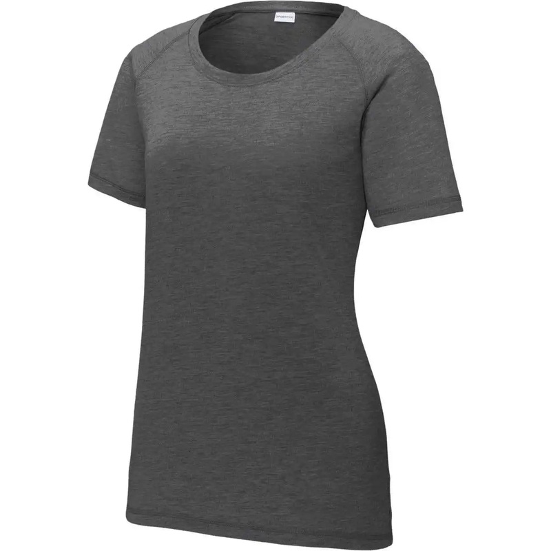 Sport-Tek LST400 Women’S Posicharge Tri-Blend Wicking Scoop Neck Raglan Tee – Dark Grey Heather