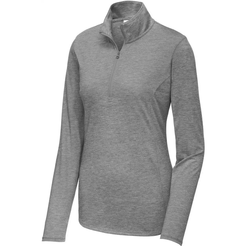 Sport-Tek LST407 Women’S Posicharge Tri-Blend Wicking 1/4-Zip Pullover – Dark Grey Heather