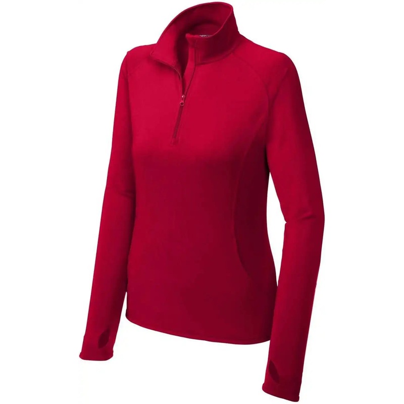 Sport-Tek LST850 Women’S Sport-Wick Stretch 1/4-Zip Pullover – Deep Red