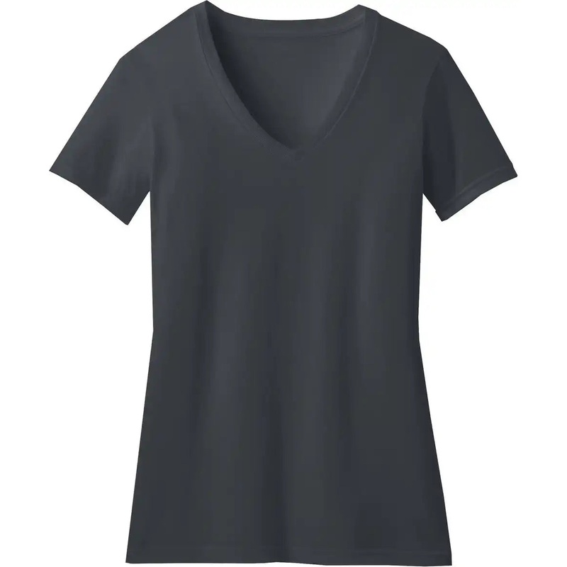 District DM1190L Women’S Perfect Blend Cvc V-Neck Tee – Charcoal