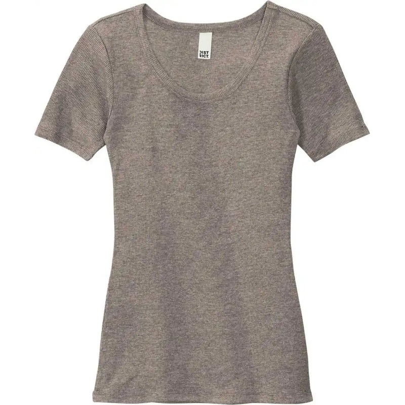 District DT6020 Women’S Vit Rib Scoop Neck Tee – Grey Frost