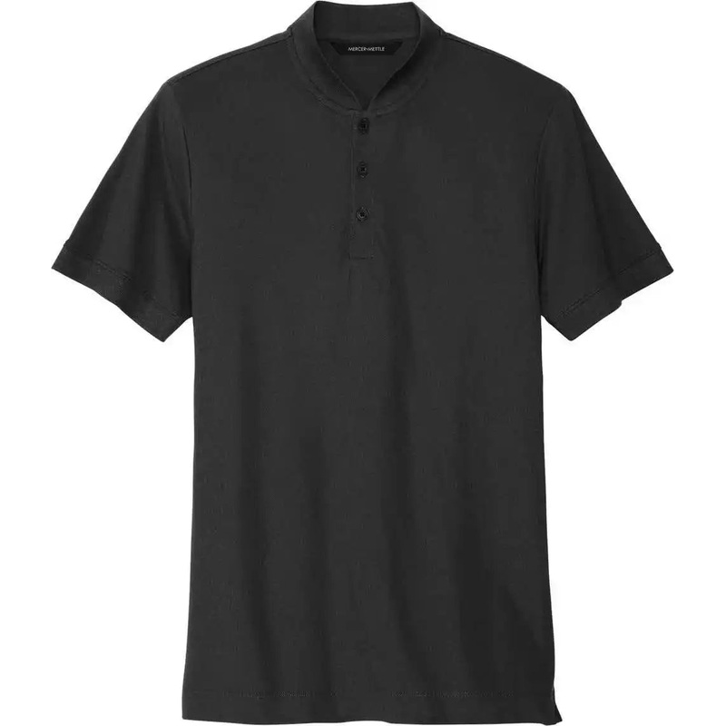Mercer+Mettle MM1008 Stretch Pique Henley – Deep Black