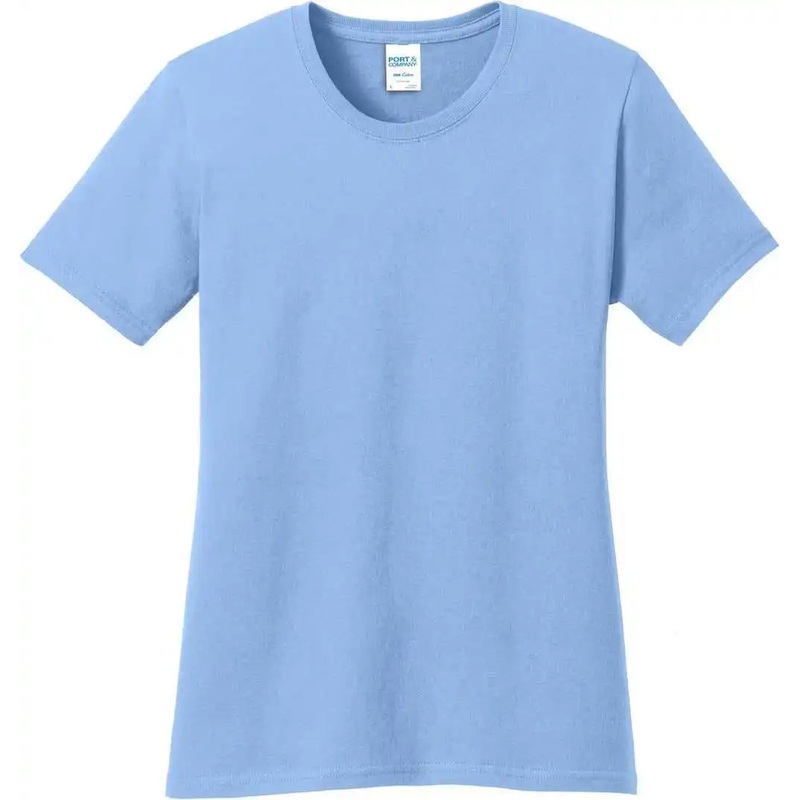 Port & Company LPC54 Women’S Core Cotton Tee – Light Blue