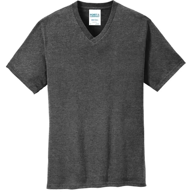 Port & Company PC54V Core Cotton V-Neck Tee – Dark Heather Grey