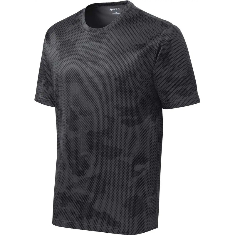 Sport-Tek ST370 Camohex Tee – Iron Grey