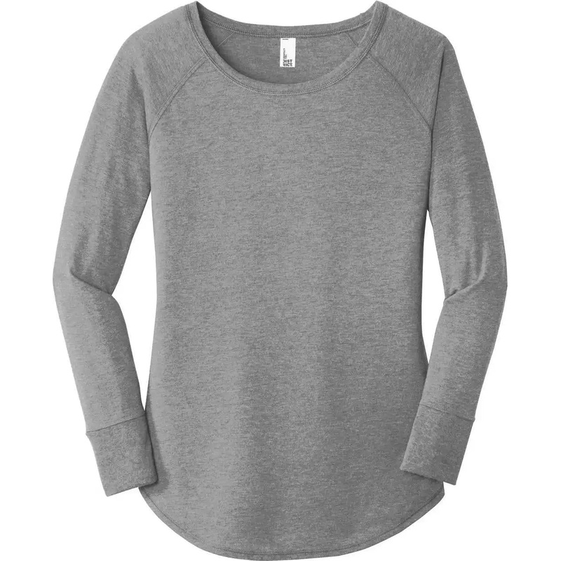 District DT132L Women’S Perfect Tri Long Sleeve Tunic Tee – Grey Frost