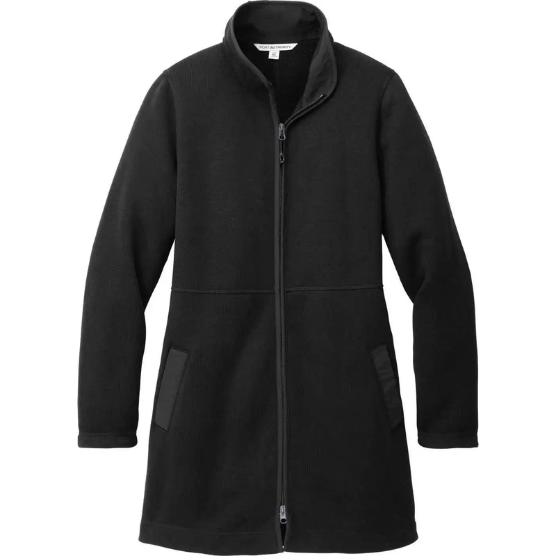 Port Authority L425 Women’S Arc Sweater Fleece Long Jacket – Deep Black