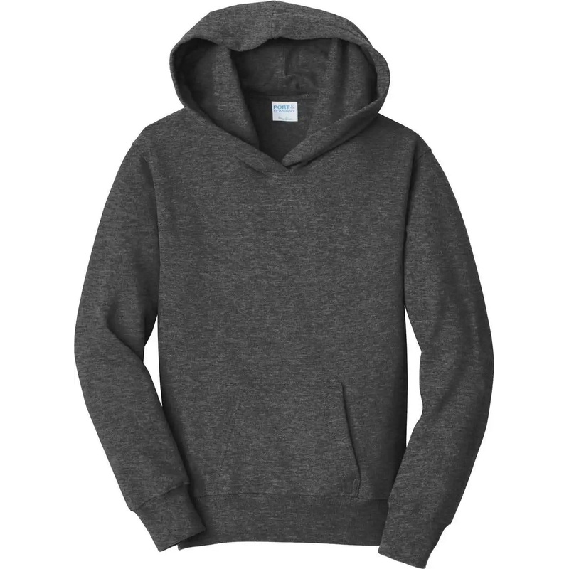 Port & Company PC850YH Youth Fan Favorite Fleece Pullover Hooded Sweatshirt – Dark Heather Grey