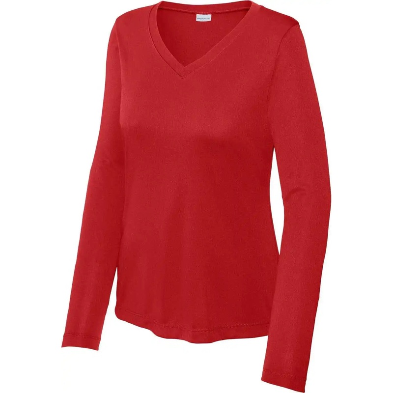 Sport-Tek LST353LS Women’S Long Sleeve Posicharge Competitor V-Neck Tee – Deep Red