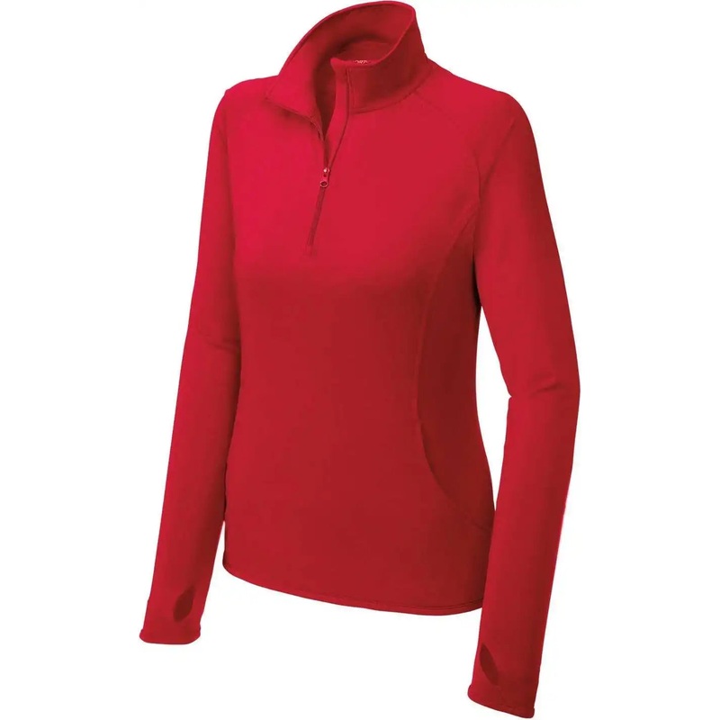 Sport-Tek LST850 Women’S Sport-Wick Stretch 1/4-Zip Pullover – True Red