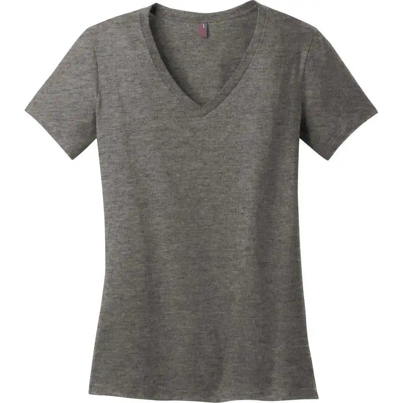District DM1170L  Women’S Perfect Weight VNeck Tee – Heathered Charcoal