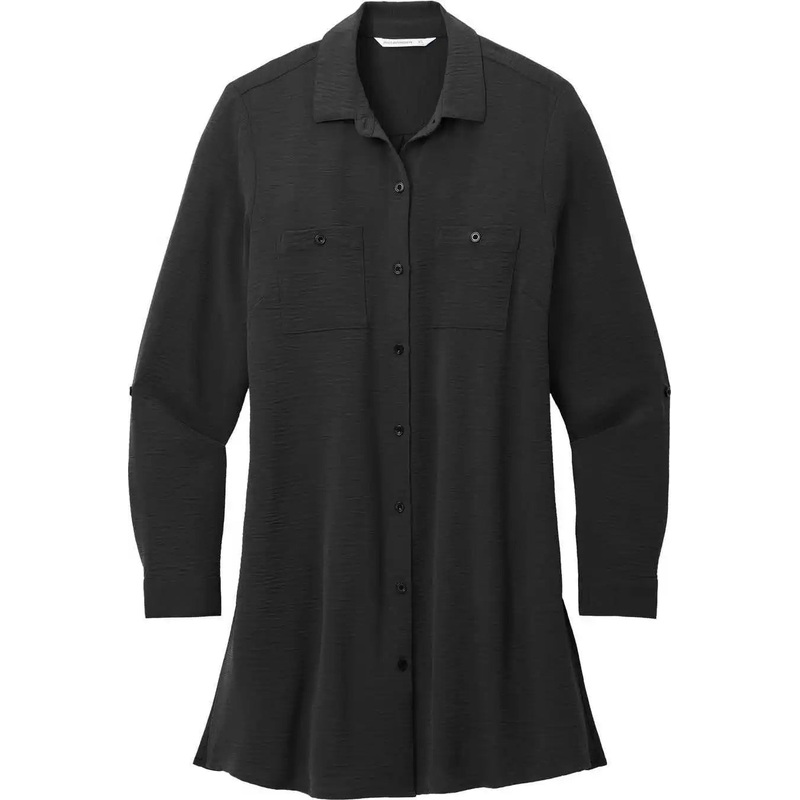 Port Authority LW715 Women’S Textured Crepe Long Tunic – Deep Black