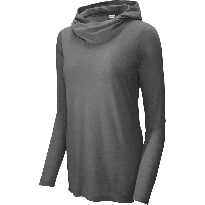 Sport-Tek LST406 Women’S Posicharge Tri-Blend Wicking Long Sleeve Hoodie – Dark Grey Heather