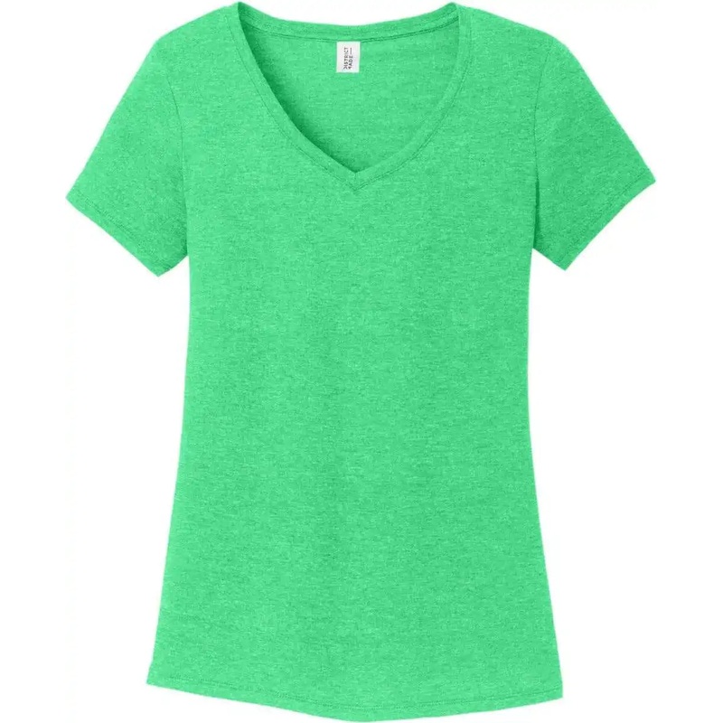 District DM1350L Women’S Perfect Tri V-Neck Tee – Green Frost