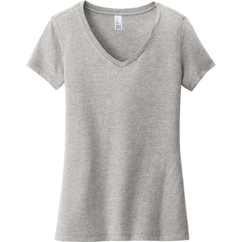 District DT6503 Women’S Very Important Tee V-Neck – Light Heather Grey