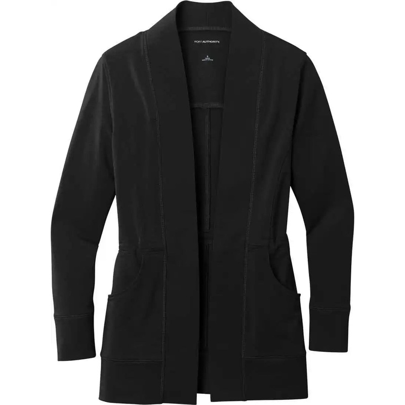 Port Authority LK825 Women’S Microterry Cardigan – Deep Black