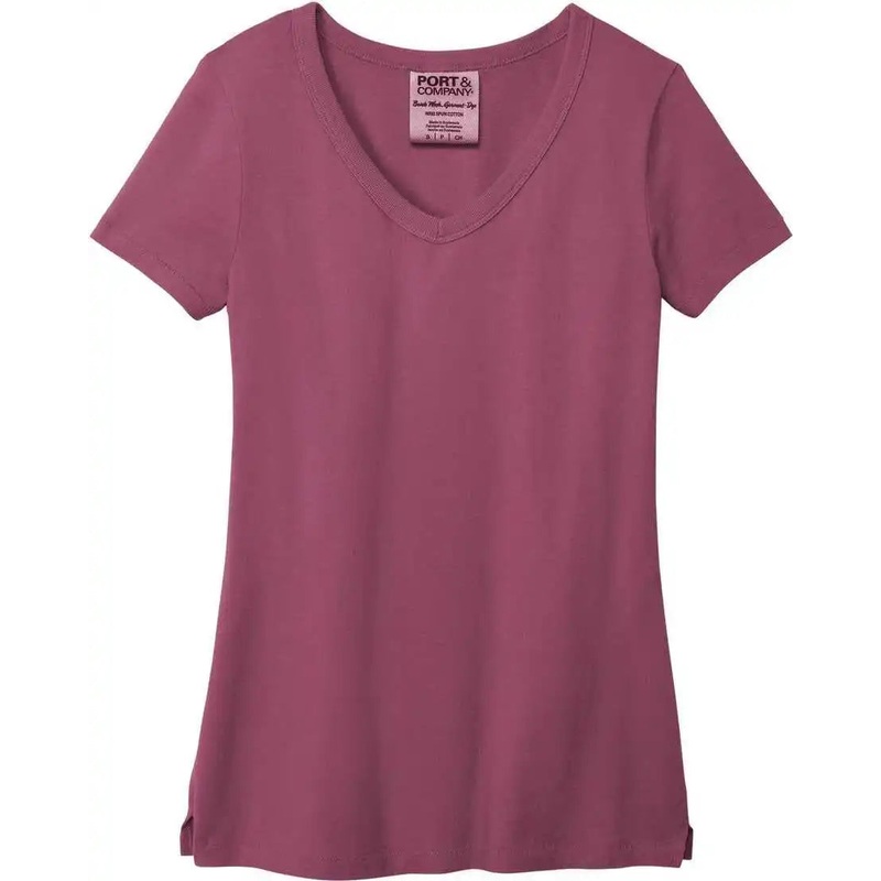 Port & Company LPC099V Women’S Beach Wash Garment-Dyed V-Neck Tee – VtgRaspbry