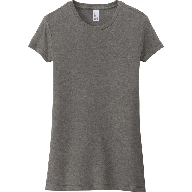 District DT155 Women’S Fitted Perfect Tri Tee – Grey Frost