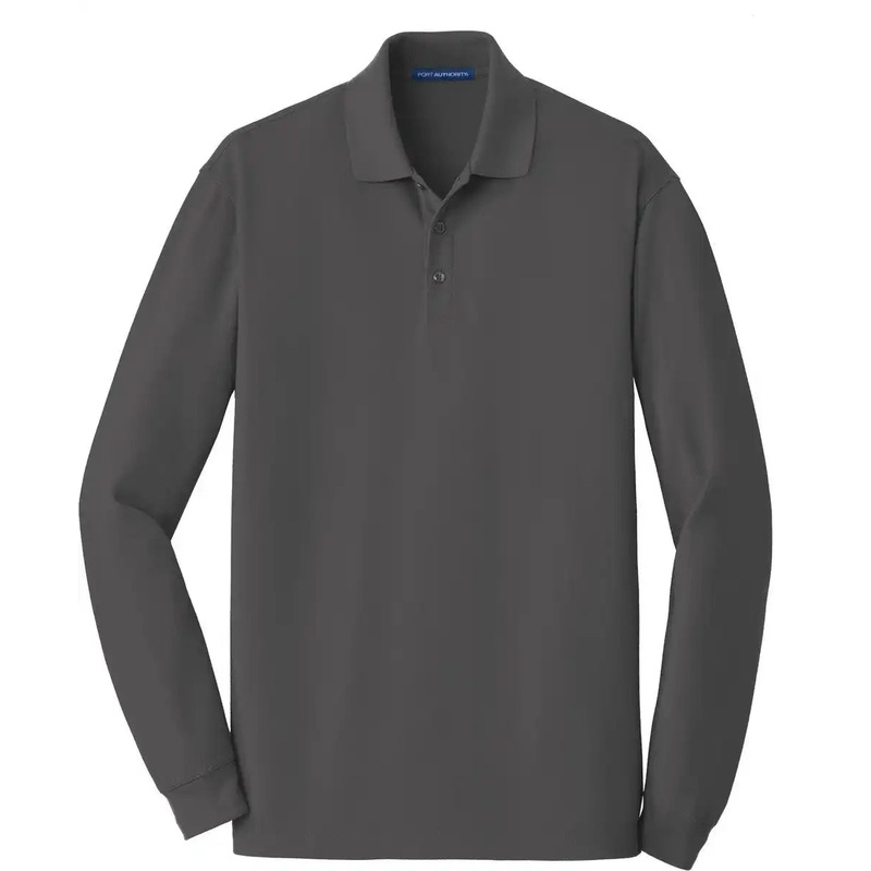 Port Authority K8000LS Ezcotton Long Sleeve Polo – Sterling Grey