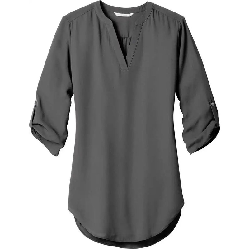 Port Authority LW701 Women’S 3/4-Sleeve Tunic Blouse – Sterling Grey