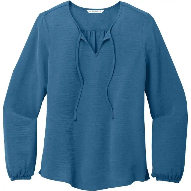 Port Authority LW714 Women’S Textured Crepe Blouse – Aegean Blue