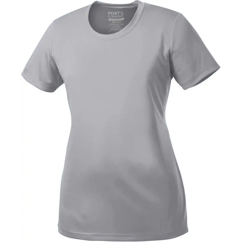 Port & Company LPC380 Women’S Performance Tee – Silver