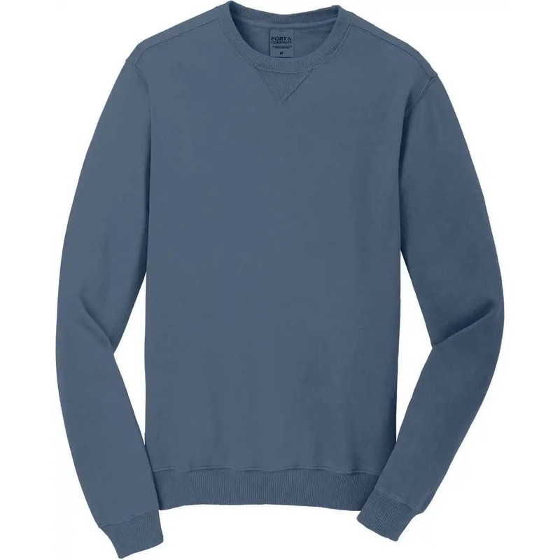 Port & Company PC098 Beach Wash Garment-Dyed Crewneck Sweatshirt – Denim Blue