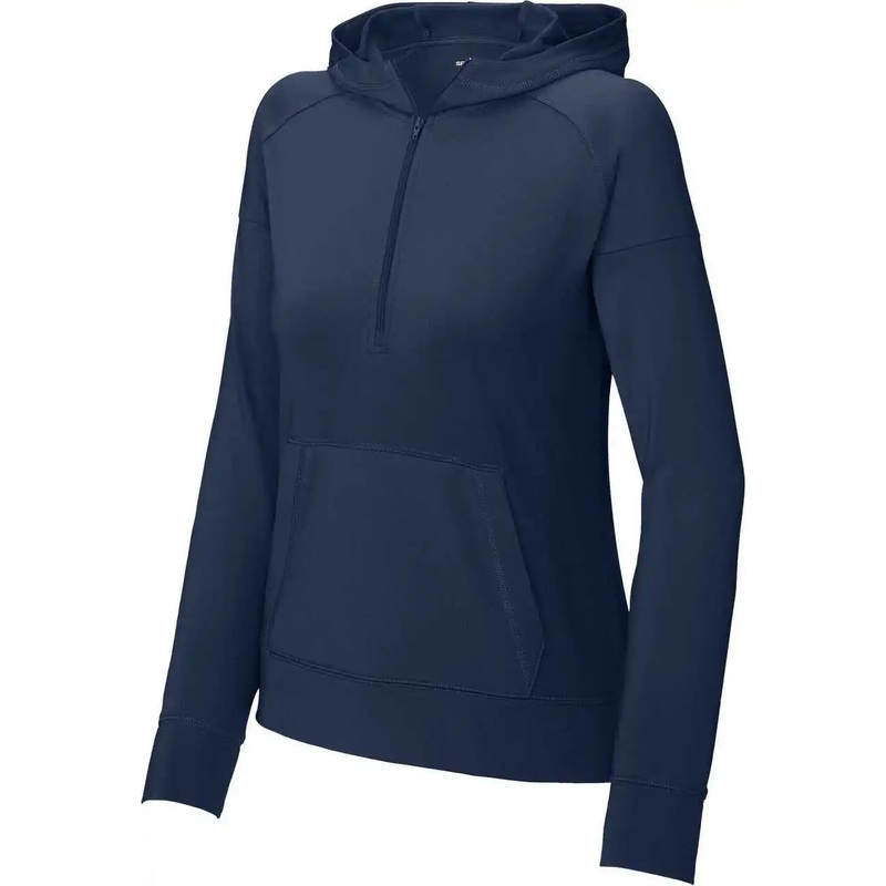 Sport-Tek LST856 Women’S Sport-Wick Stretch 1/2-Zip Hoodie – True Navy