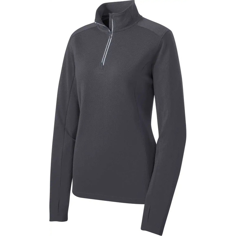 Sport-Tek LST860 Women’S Sport-Wick Textured 1/4-Zip Pullover – Iron Grey