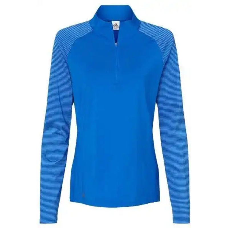 Adidas A521 Women’s Stripe Block Quarter-Zip Pullover – Glory Blue