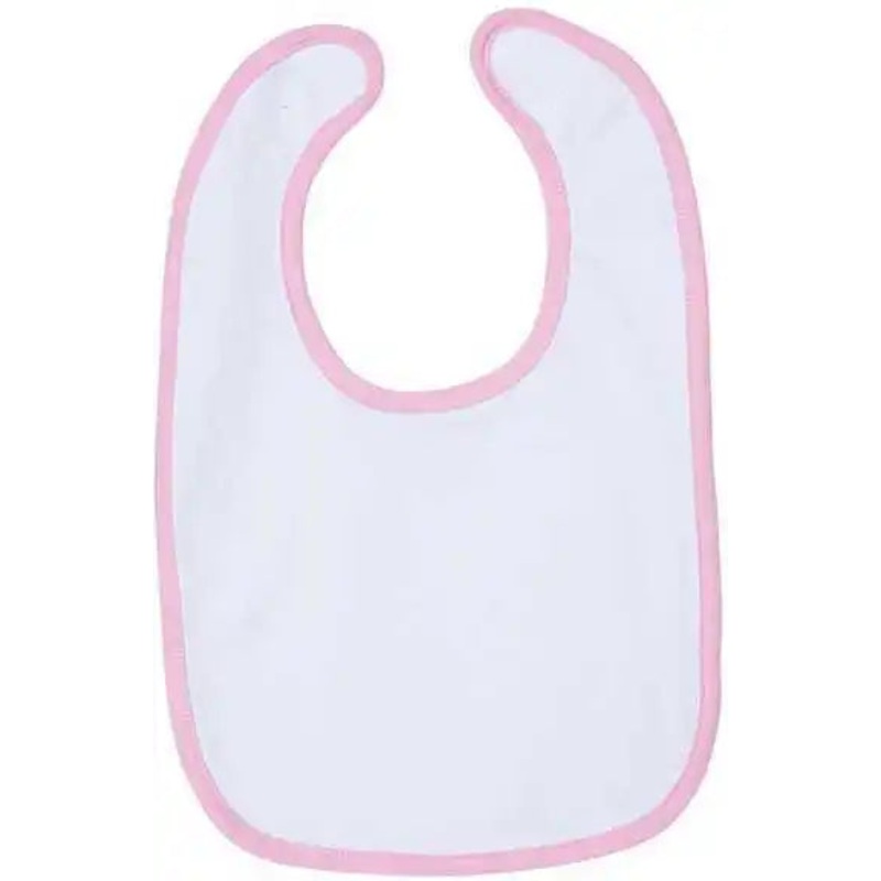 Rabbit Skins 1004 Infant Contrast Trim Premium Jersey Bib – White Pink