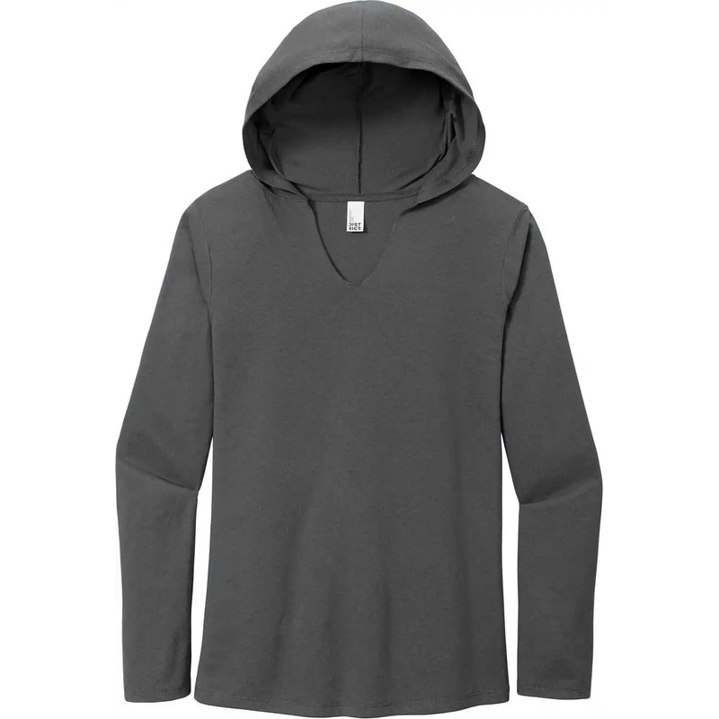 District DM139L Women’S Perfect Tri Long Sleeve Hoodie – Charcoal