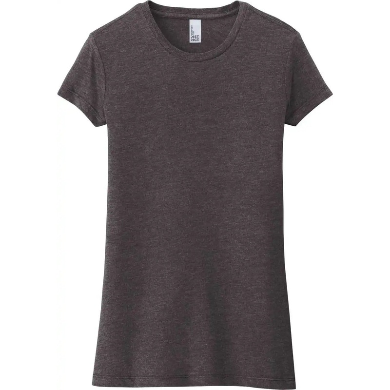 District DT155 Women’S Fitted Perfect Tri Tee – Heathered Charcoal