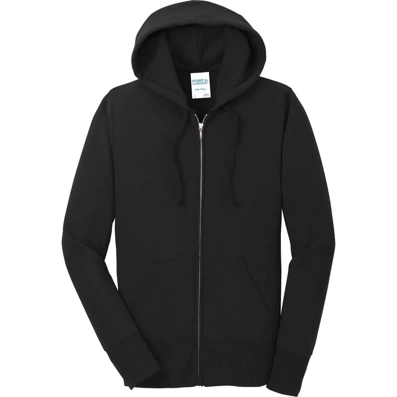 Port & Company LPC78ZH Women’S Core Fleece Full-Zip Hooded Sweatshirt – Jet Black