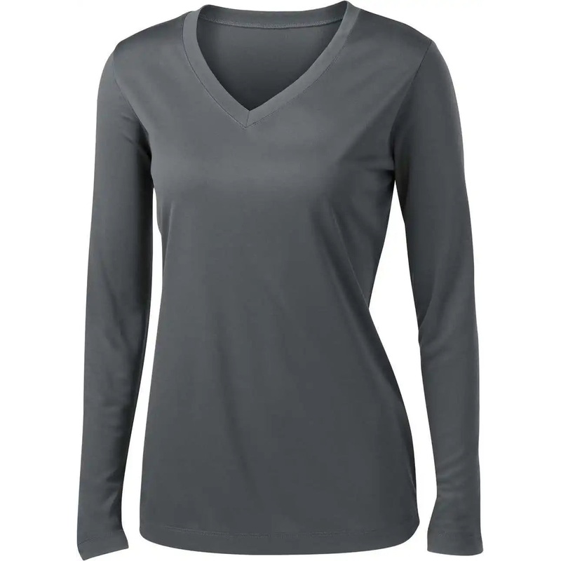 Sport-Tek LST353LS Women’S Long Sleeve Posicharge Competitor V-Neck Tee – Iron Grey