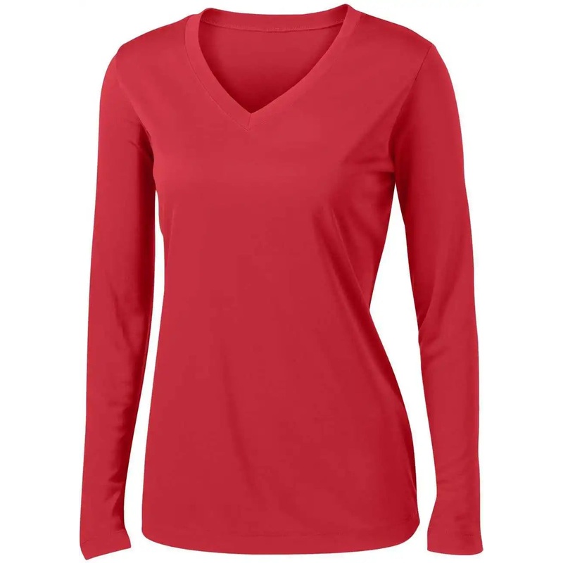 Sport-Tek LST353LS Women’S Long Sleeve Posicharge Competitor V-Neck Tee – True Red