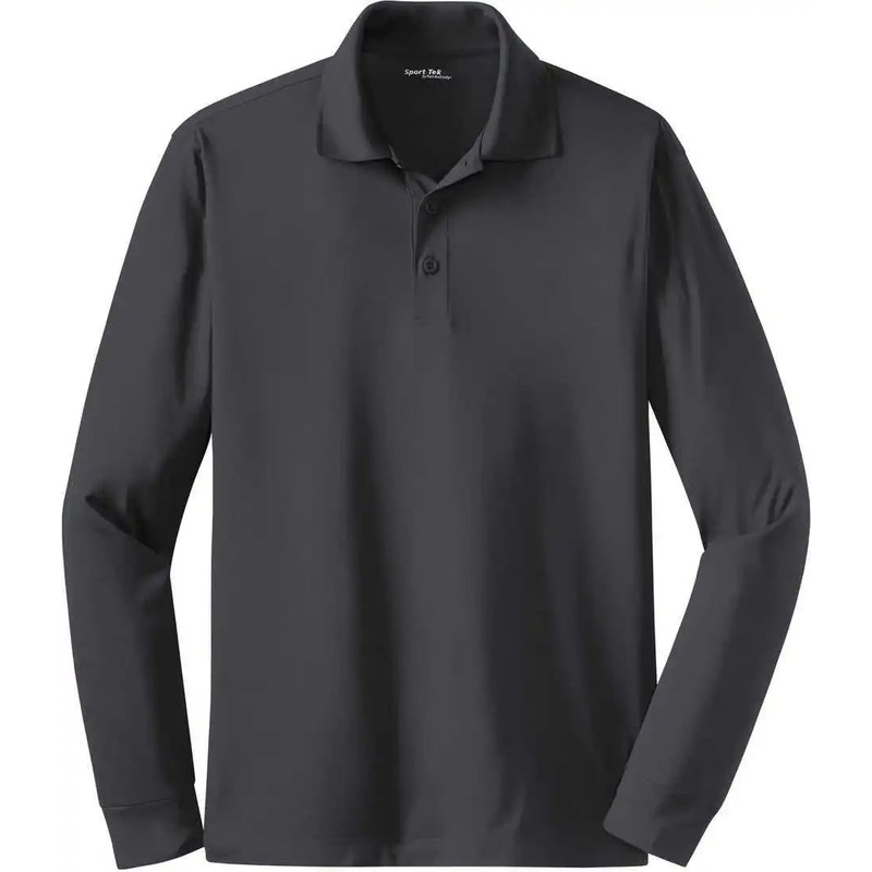Sport-Tek ST657 Long Sleeve Micropique Sport-Wick Polo – Iron Grey