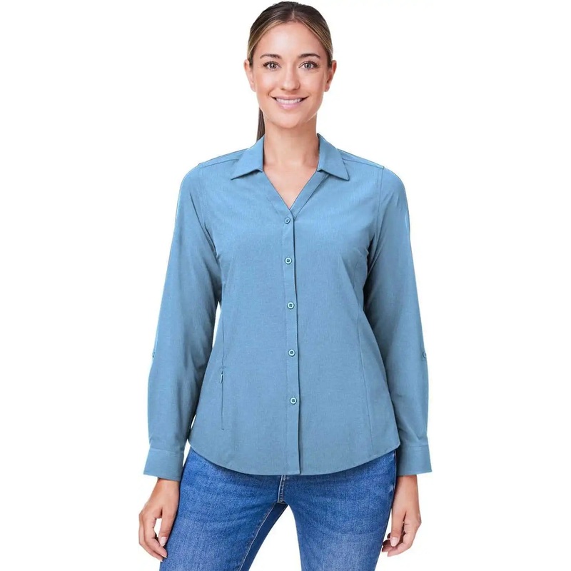 CORE365 CE510LW Ladies’ Ultra Uvp Long-Sleeve Marina Shirt – COLUMBIA BLUE