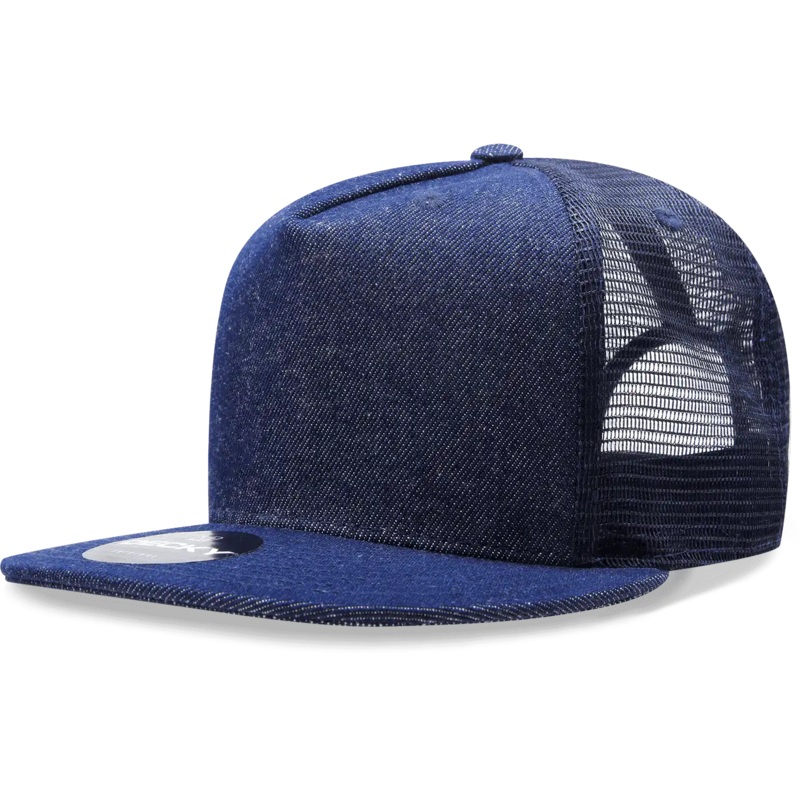 Decky 1082 5 Panel Denim Trucker Hat – Navy
