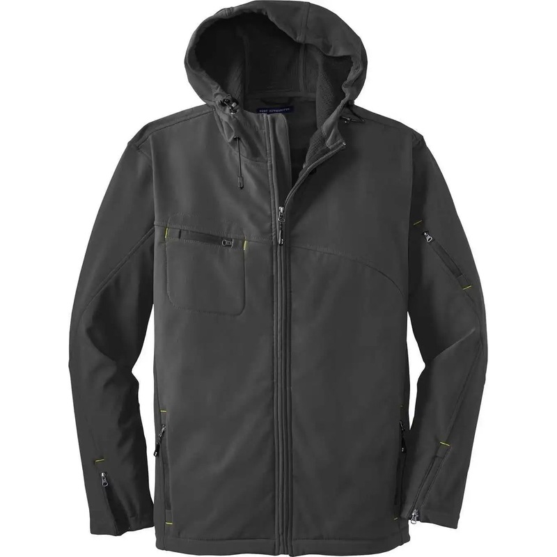 Port Authority J706 Textured Hooded Soft Shell Jacket – Charcoal