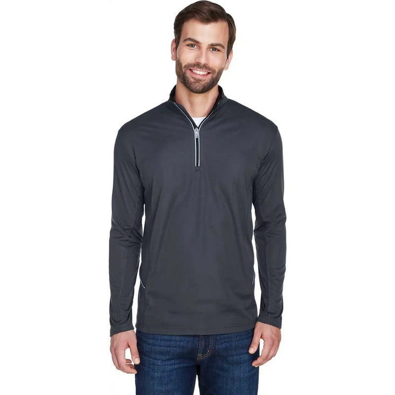 Ultraclub 8230 Men’s Cool & Dry Sport Quarter-Zip Pullover – Black