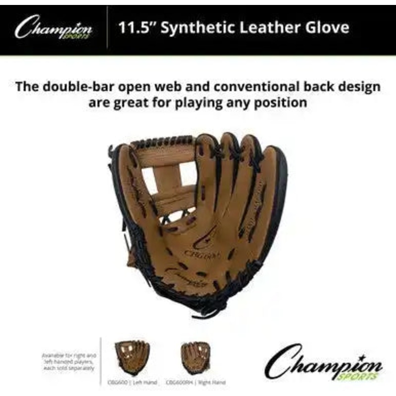 Champion Sports CBG600 Cbg600 11.5 Synthetic Leather Fielder’s Glove – Ea