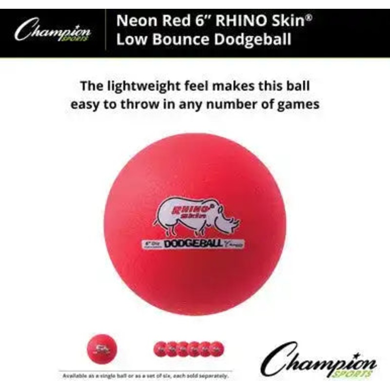 Champion Sports RXD6 6 Rhino Skin Low Bounce Dodgeball – Ea