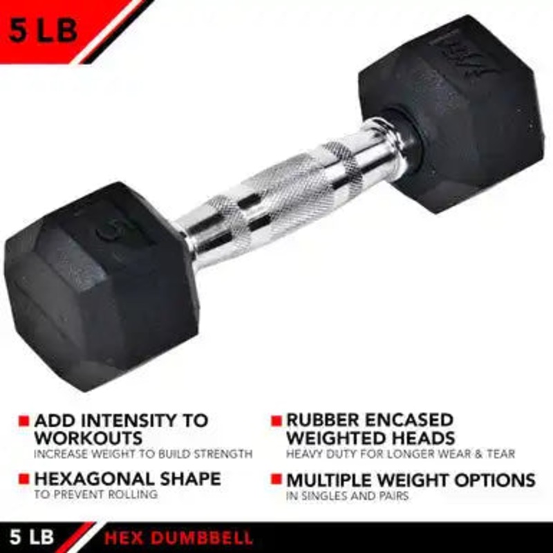 Champion Sports J-RHDB Rubber Hex Dumbbell – Ea